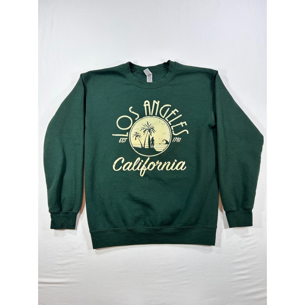 Gildan Heavy Blend Los Angeles California Graphic Sweatshirt Green Small